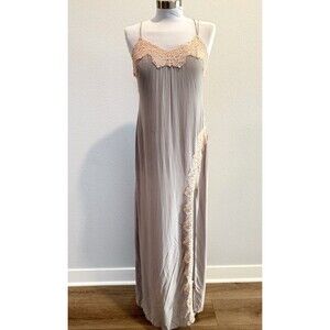 NWT Zara Grey Lace Trimmed Long Slip Dress Lingerie Ref 1067/813 Size Medium